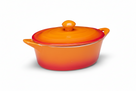 Cookinglife Serveerpannetje met deksel Oranje - Porselein - 16.5 x 9 cm / 600 ml