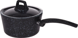 Cookinglife Steelpan / Sauspan met deksel - Black Speckle - Aluminium ø 18 cm / 2.2 liter - Geschikt voor alle warmtebronnen - standaard anti-aanbaklaag