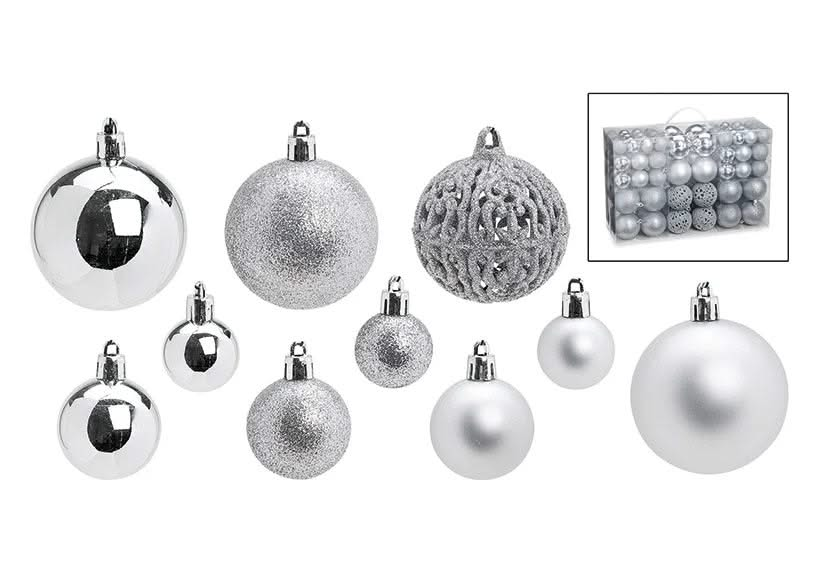 Sareva Kerstballenset Zilver ø 3, 4 en 6 cm - 100 stuks