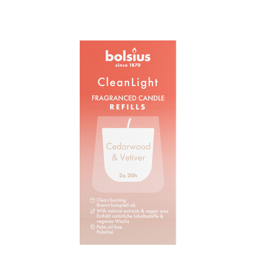 Bolsius Navulling - voor Clean Light - Cedarwood & Vertiver - 2 Stuks