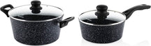 Westinghouse Pannenset Black Marble (Braadpan ø 28 cm + Steelpan ø 20 cm) - Inductie en alle andere warmtebronnen