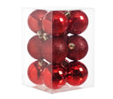 Cosy @Home Kerstballen Rood  ø 6 cm - 12 Stuks