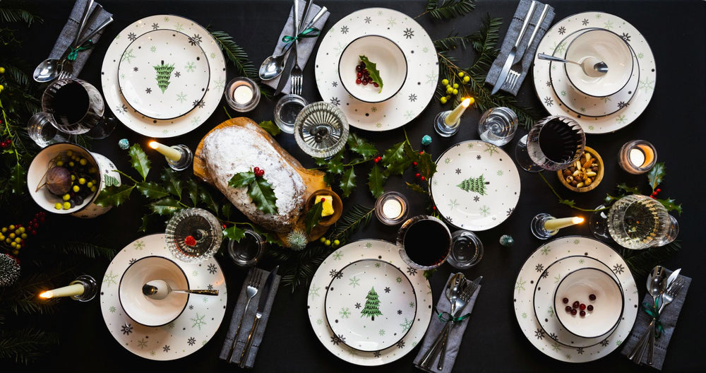 Cookinglife Serviesset - Kerstservies - Aardewerk - Groen 18-delig / 6 personen