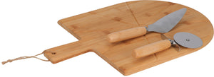 Cookinglife Pizza set Bamboe - Pizzaplank 43 x 30 cm, Pizzasnijder & Pizzames