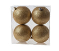 Cosy @Home Kerstballen Goud glitter ø 10 cm - 4 Stuks