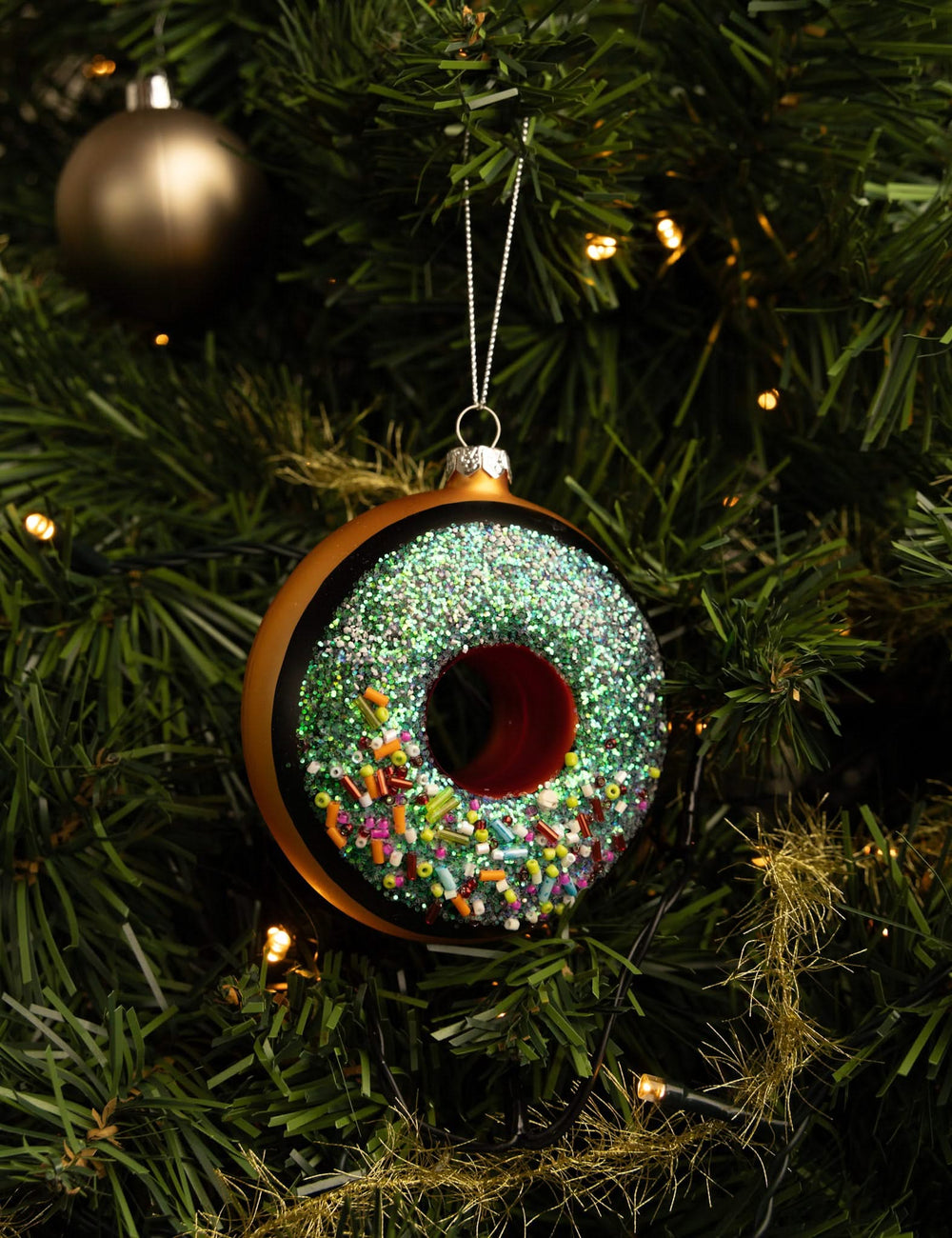 Nordic Light Kerstbal Donut Bruin/Blauw 10 cm