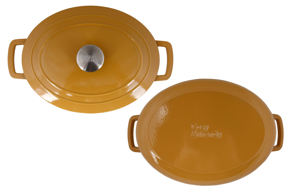 Cosy & Trendy Braadpan Fontestic Gietijzer Amber Gold Ovaal - 31 x 24 cm - Geëmailleerd