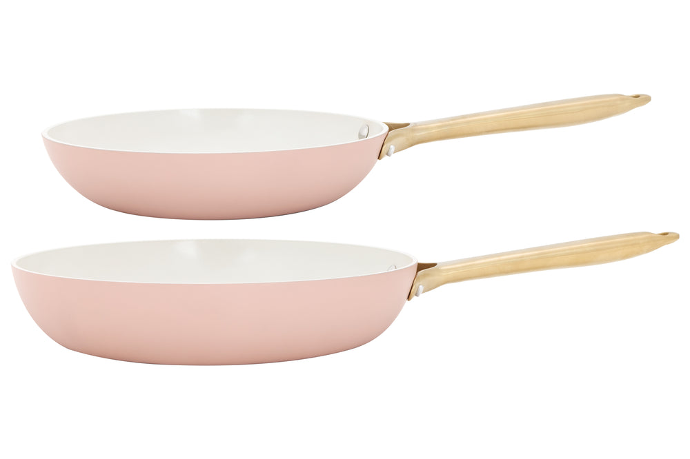 Cookinglife Koekenpannenset Style Roze - ø 24 & 28 cm - keramische anti-aanbaklaag - geschikt voor alle warmtebronnen