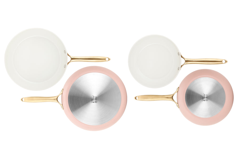 Cookinglife Koekenpannenset Style Roze - ø 24 & 28 cm - keramische anti-aanbaklaag - geschikt voor alle warmtebronnen