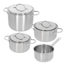 Demeyere - 4 delige Pannenset (Kookpan ø 18 / 20 / 24 cm + Steelpan ø 16 cm) + Deksels Resto 3 - RVS