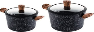 Westinghouse Kookpannenset Marble Wood ø 24, 28 cm - inductie en alle andere warmtebronnen - 2 Delig