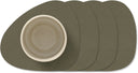 LIND DNA Onderzetters Nupo - Leer - Army Green - 13 x 11 cm - 4 Stuks