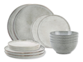 Salt & Pepper Serviesset Artisan Green - 12-delig / 4 personen - 4 dinerborden, 4 ontbijtborden en 4 kommen