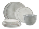 Salt & Pepper Serviesset Artisan Green - 12-delig / 4 personen - 4 dinerborden, 4 ontbijtborden en 4 kommen