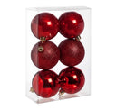 Cosy @Home Kerstballen Rood ø 8 cm - 6 Stuks