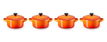 Le Creuset Serveerpan / Mini Braadpan Signature - Oranjerood - ø 10 cm / 250 ml - 4 stuks