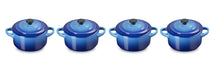 Le Creuset Serveerpan / Mini Braadpan Signature - Azure - ø 10 cm / 250 ml - 4 stuks