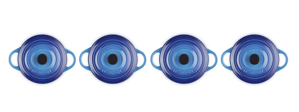 Le Creuset Serveerpan / Mini Braadpan Signature - Azure - ø 10 cm / 250 ml - 4 stuks