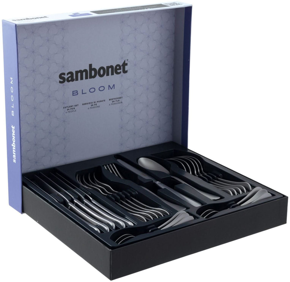 Sambonet Bestekset Bloom - Antique RVS - Monoblock - 24 delig / 6 personen