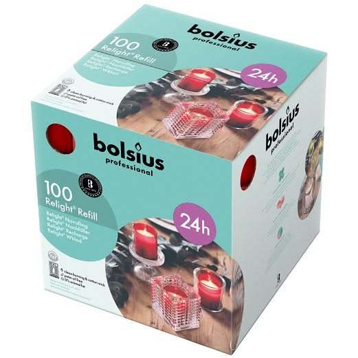 Bolsius Navullingen Relight Plus Rood - 100 Stuks