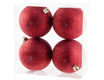 Cosy @Home Kerstballen Rood glitter ø 10 cm - 4 Stuks