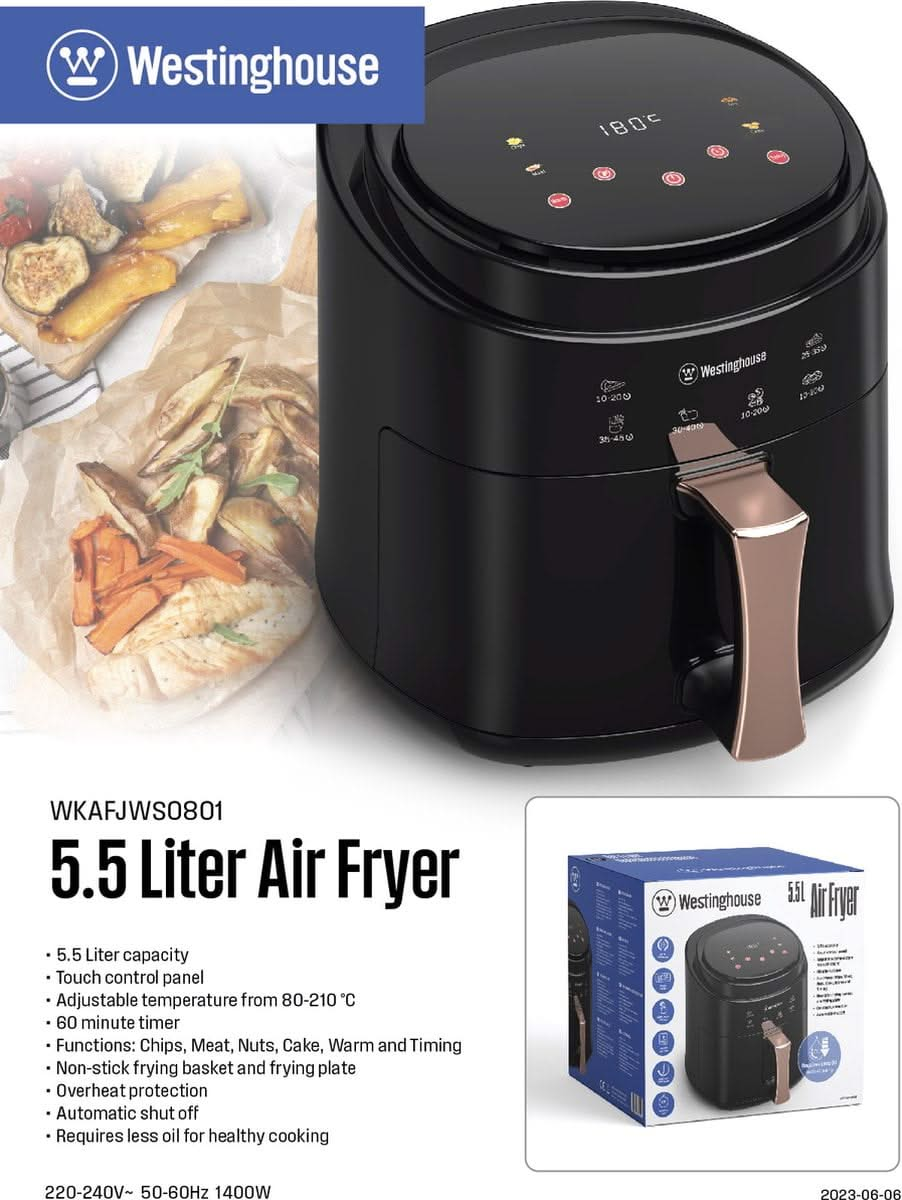 Westinghouse Airfryer / Heteluchtfriteuse - 1400 W - Zwart - 5.5 liter