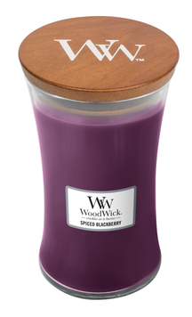 WoodWick Geurkaars Large Spiced Blackberry - 18 cm / ø 10 cm - Geurkaars in Glas - Houten Lont