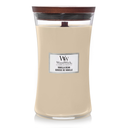 WoodWick Geurkaars Large Vanilla Bean - 18 cm / ø 10 cm - Geurkaars in Glas - Houten Lont