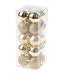 Cosy @Home Kerstballen Goud/Glitter ø 3 cm - 20 Stuks