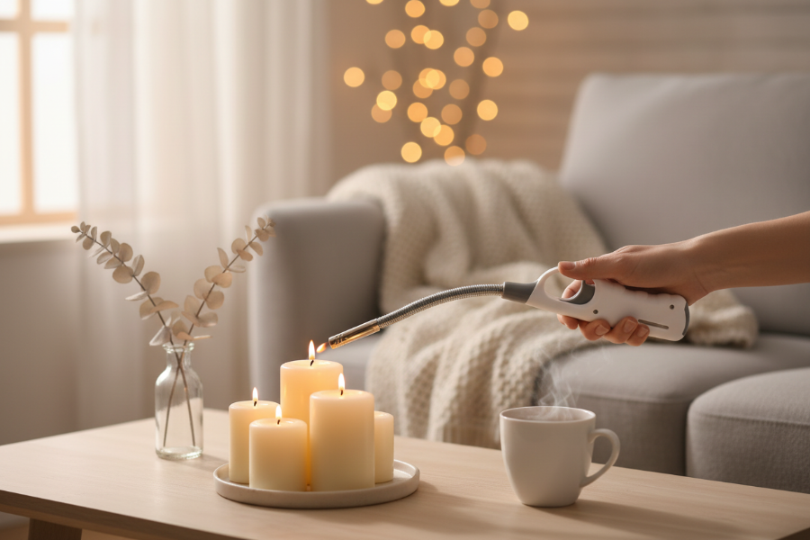 Cookinglife Aansteker Buigbaar 27.5 cm - Flexibel en Navulbaar - Wit/Grijs/Zwart