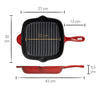 Blackwell Grillpan - Gietijzer - Rood - 27 x 27 cm - zonder anti-aanbaklaag - geschikt voor inductie