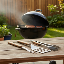 Cookinglife BBQ Gereedschapset Fire & Flavour Hout 3-Delig - RVS - BBQ Spatel, Tang & Vork
