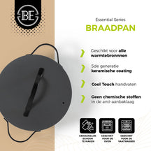 BE Living Braadpan met Deksel - Ø 28 cm - Keramische anti-aanbaklaag - Geschikt voor alle warmtebronnen - Grijs