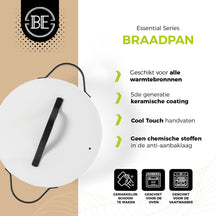 BE Living Braadpan met Deksel - Ø 28 cm - Keramische anti-aanbaklaag - Geschikt voor alle warmtebronnen - Wit