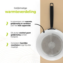 BE Living Koekenpan - Ø 28 cm - Keramische anti-aanbaklaag - PFAS vrij - Geschikt voor alle warmtebronnen - Wit