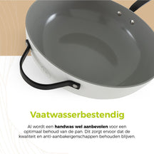 BE Living Wokpan met Deksel - Ø 30 cm - Keramische anti-aanbaklaag - PFAS vrij - Geschikt voor alle warmtebronnen - Wit