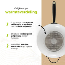 BE Living Wokpan met Deksel - Ø 30 cm - Keramische anti-aanbaklaag - PFAS vrij - Geschikt voor alle warmtebronnen - Wit