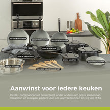 BE Living Wokpan met Deksel - Ø 30 cm - Keramische anti-aanbaklaag - PFAS vrij - Geschikt voor alle warmtebronnen - Zwart