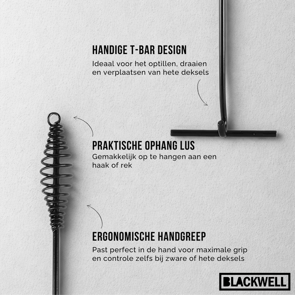 Blackwell Deksellifter voor Braadpan - Dutch Oven - Zwart Staal - 42 cm