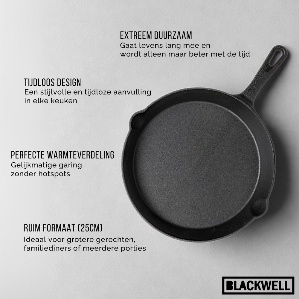 Blackwell Koekenpan Gietijzer / Skillet ø 25 cm - zonder anti-aanbaklaag