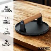 Blackwell Gietijzeren Hamburgerpers / Grillpers / Vleespers - Cast Iron - ø 18 cm