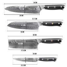 Blackwell Messenset (Koksmes + Santokumes + Nakirimes + Officemes) - Japanse stijl - 67 lagen damaststaal - VG10 - 4-delig