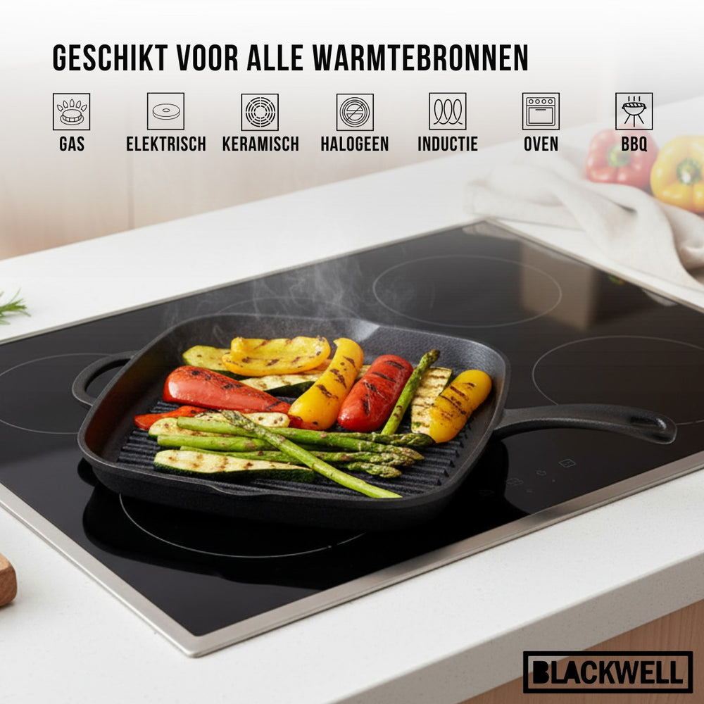 Blackwell Grillpan Cast Iron Gietijzer - 26 x 26 cm - zonder anti-aanbaklaag