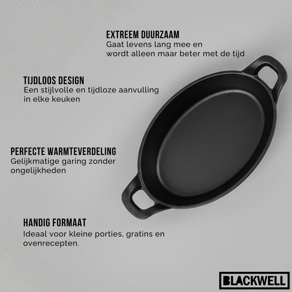 Blackwell Ovenschaal Cast Iron Gietijzer Ovaal 21 x 15 x 4 cm - zonder anti-aanbaklaag