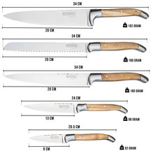 Blackwell Messenblok Magnetisch - Koksmessenset - Laguiole - Olijfhout - Koksmes, Broodmes, Vleesmes, Officemes & Schilmes 6-delig