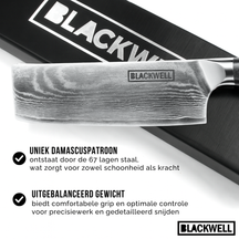 Blackwell Messenset (Santokumes + Groentemes / Nakirimes) - Japanse stijl - 67 lagen damaststaal - VG10 - 2-delig