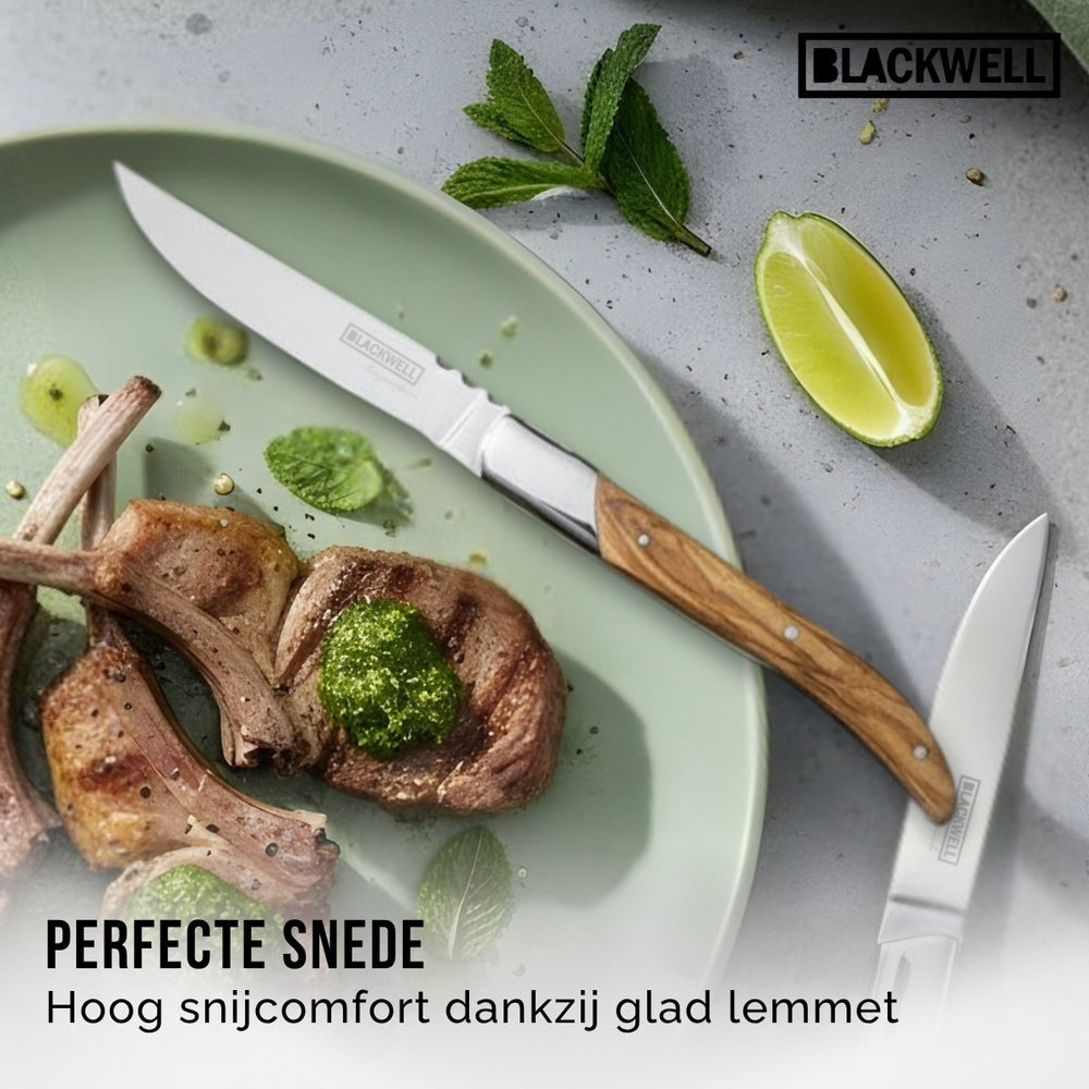 Blackwell Steakbestek Laguiole - Steakmessen & Steakvorken - Olijfhout - 12 Stuks