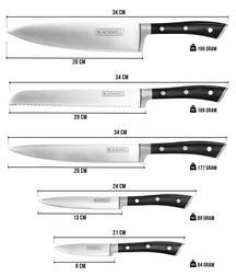 Blackwell Messenblok - Deluxe - Koksmes, Broodmes, Vleesmes, Officemes & Schilmes 6-delig