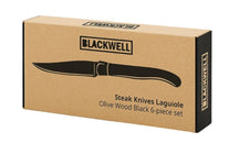 Blackwell Steakmessen Laguiole - Raw Black - Olijfhout - 6 Stuks