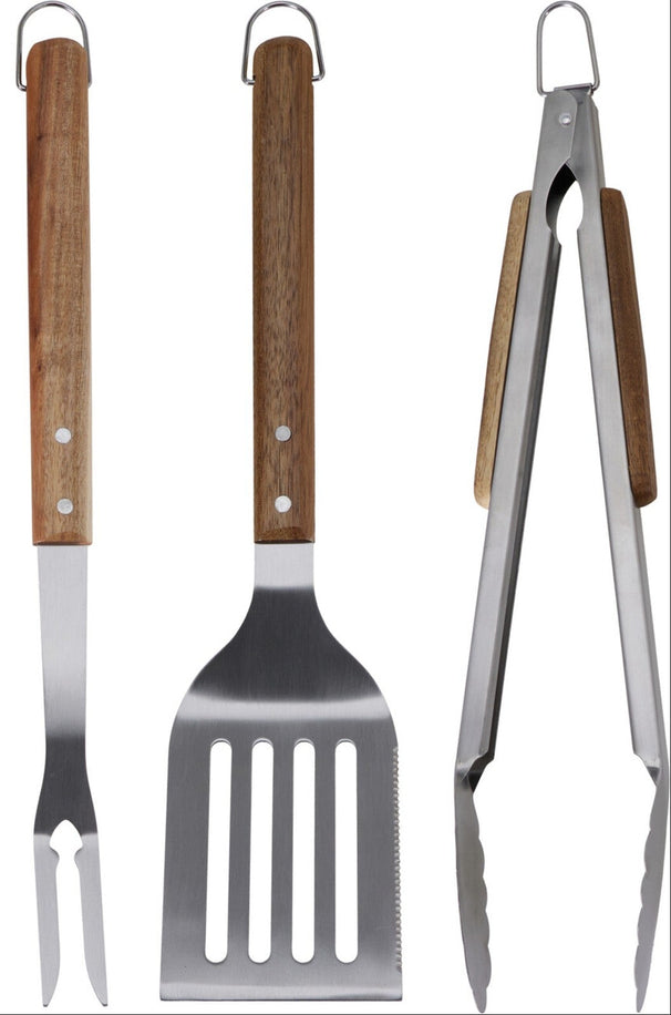 Cookinglife BBQ Gereedschapset met houten handvat - 3-Delig
